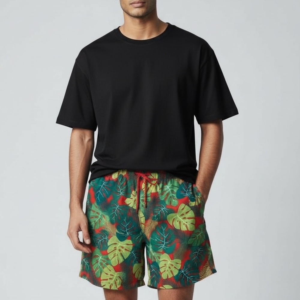 🌅 Capelle Foliage Print Swim Trunks